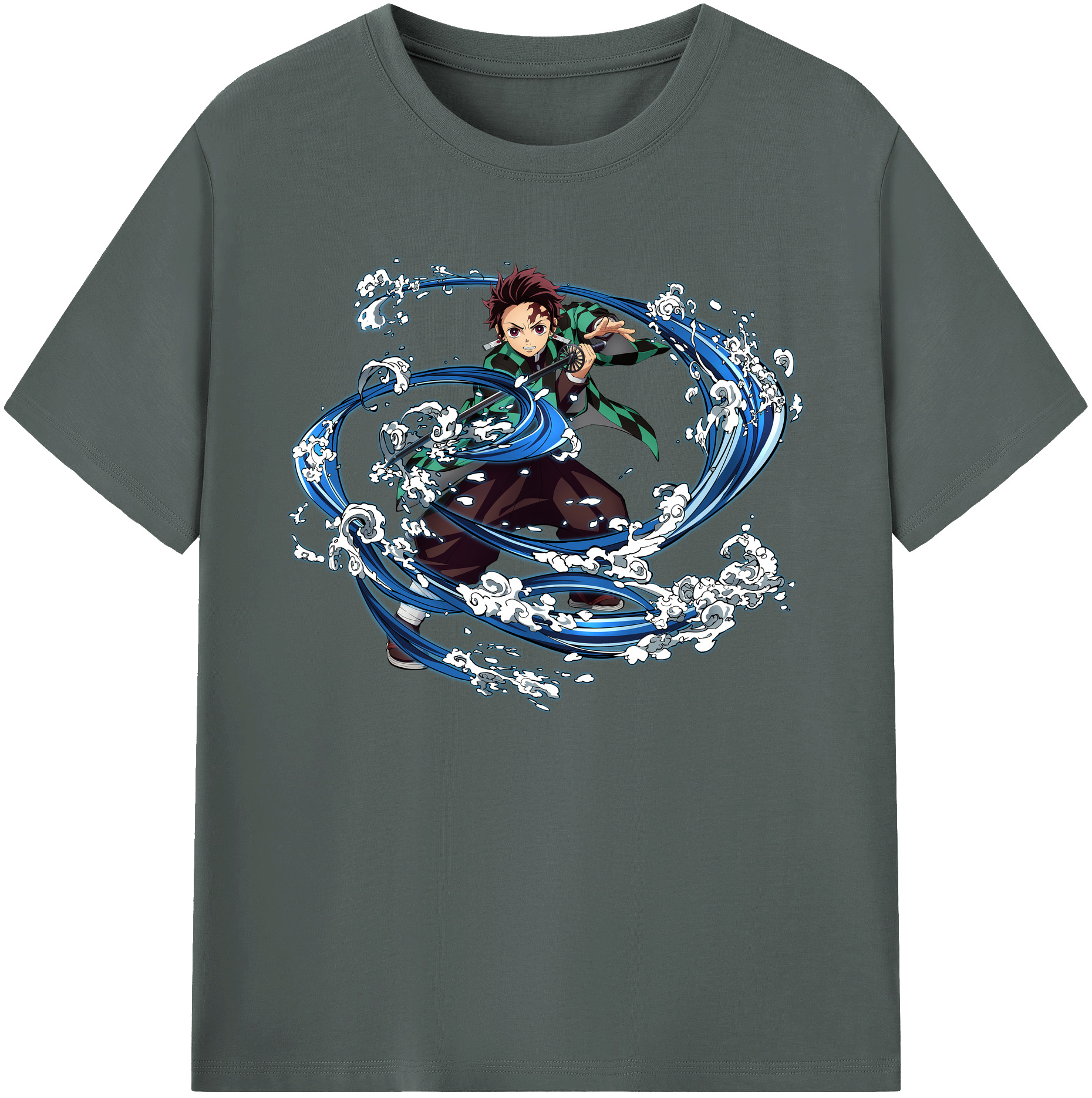 （画像用） 鬼滅の刃 竈門 炭治郎／かまど たんじろう Kamado Tanjirou 綿100％ メンズ半袖Tシャツ｜肌触りやわらか＆通気性